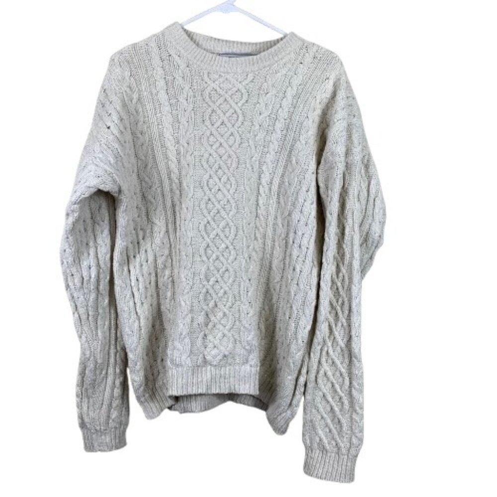 Vintage Method Silk Blend Cable Knit Grandpa Sweater Large Retro